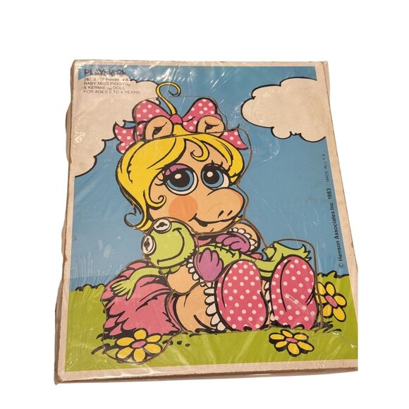 Vintage Playskool Wooden Puzzles Pets Miss Piggy Boats Ride the Rails Train Lot - Picture 2 of 5